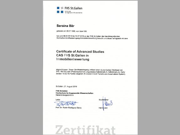 Certificate of Advanced Studies, S. Bär
